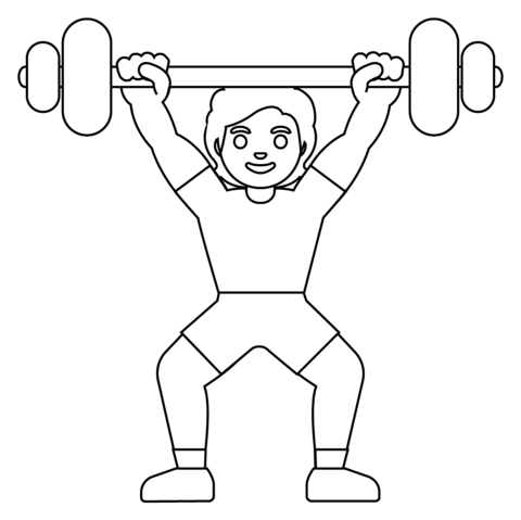 Person Lifting Weights Emoji Coloring Page